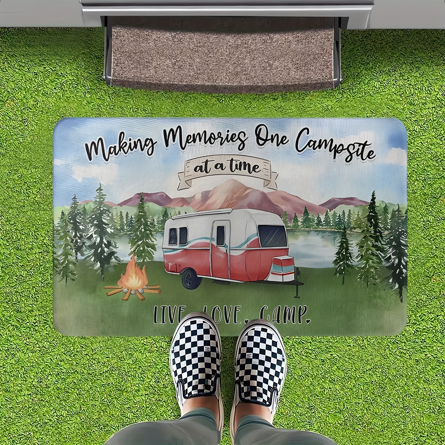 Welcome To Our Campsite Decor Indoor Outdoor Doormat, Camper Front Door Mat  For Room Entrance, Camper Door Mat Welcome Mat, Rv Decor - Temu