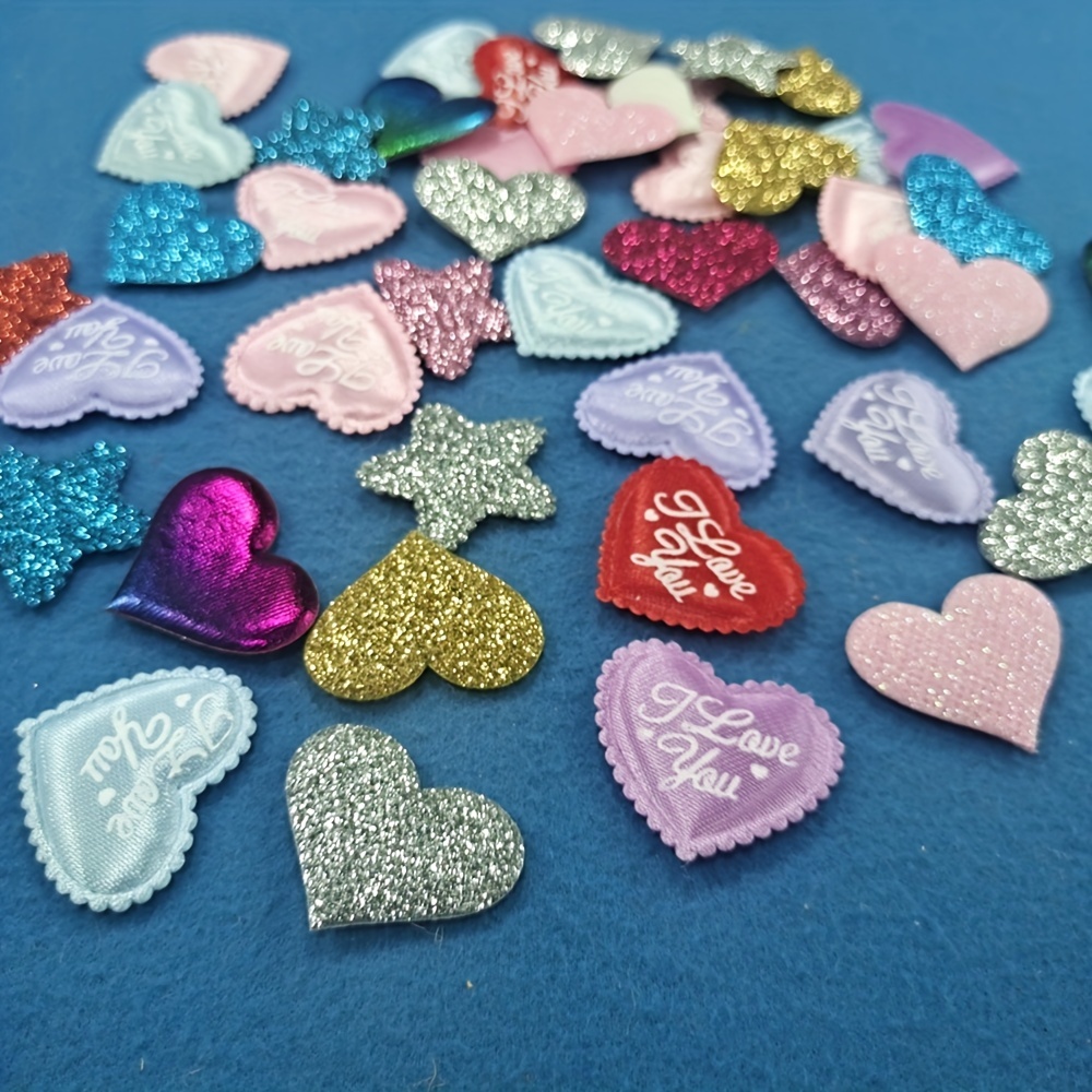 Cute Mix Color Heart Patches Diy Fabric Appliques For - Temu