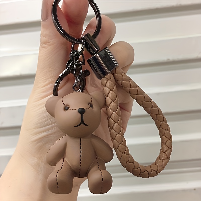 1pc Cartoon Resin Teddy Bear Keychain For Women, Cute Exquisite Fashion  Couple Key Ring Bag Pendant