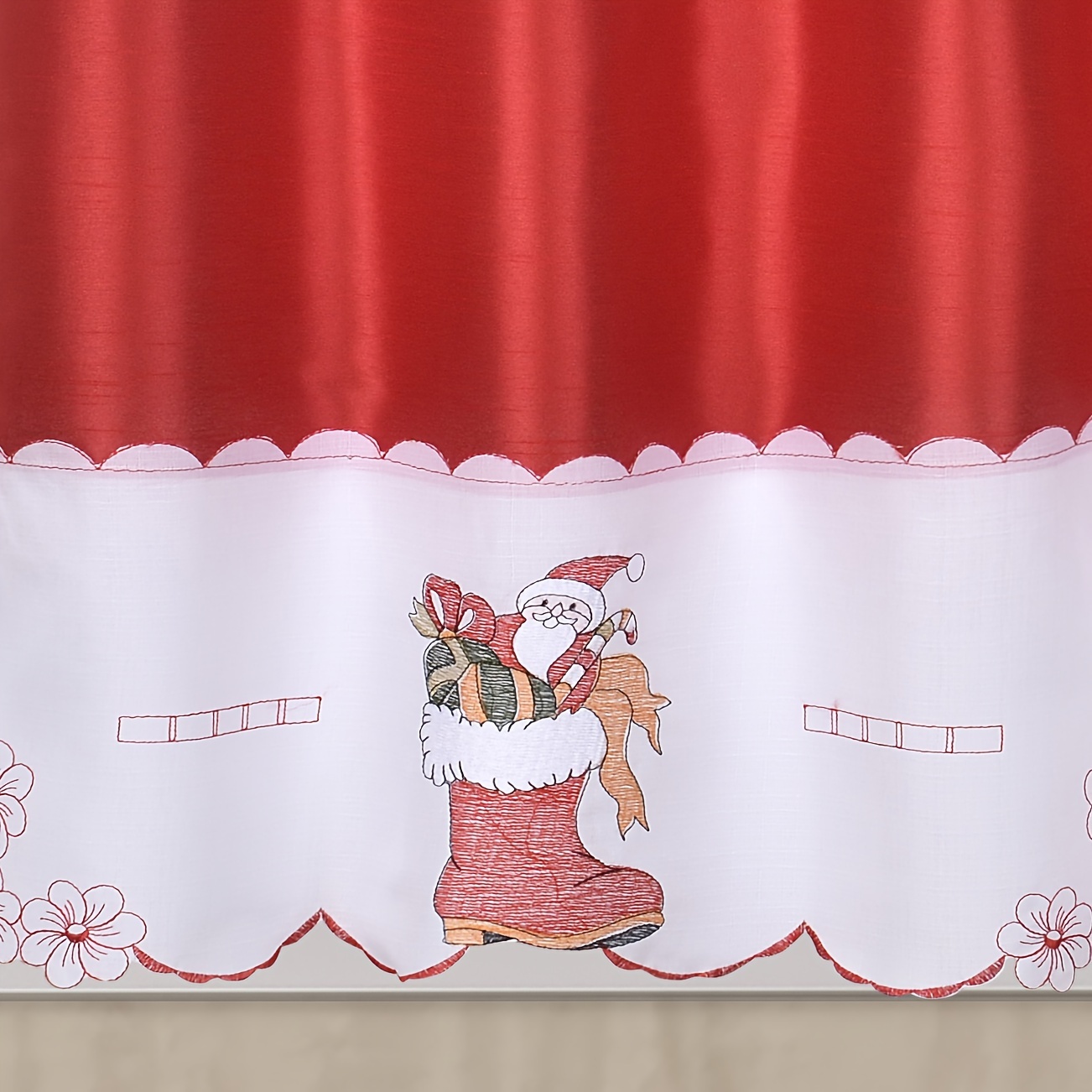 Amdxd Rideau Salon Moderne Lot de 2 Rouge Blanc Père Noël Tenant Une  Boîte-Cadeau,Polyester Rideaux Pas Cher 70x160cm[5209]