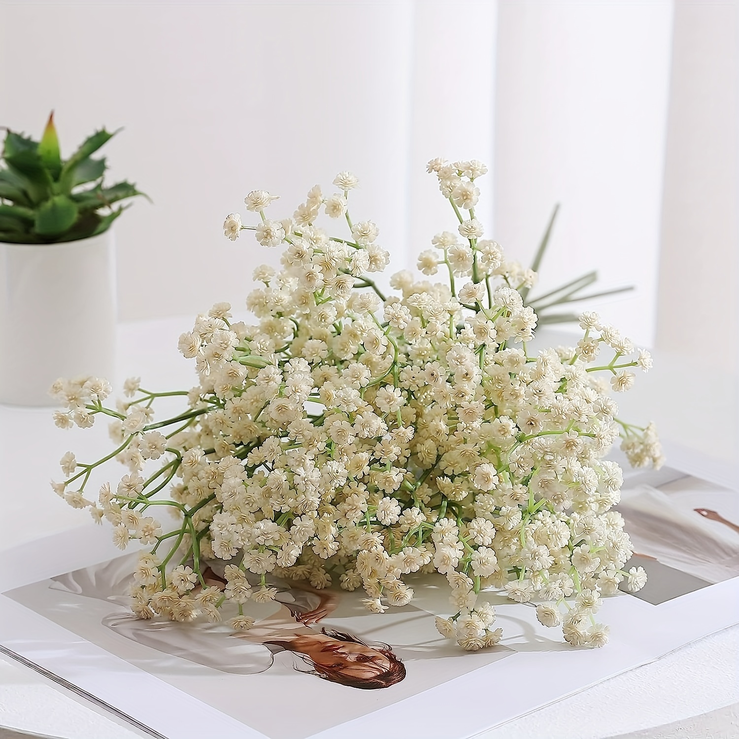 Artificial Flower Fake Gypsophila Diy Floral Bouquets, White 10pcs