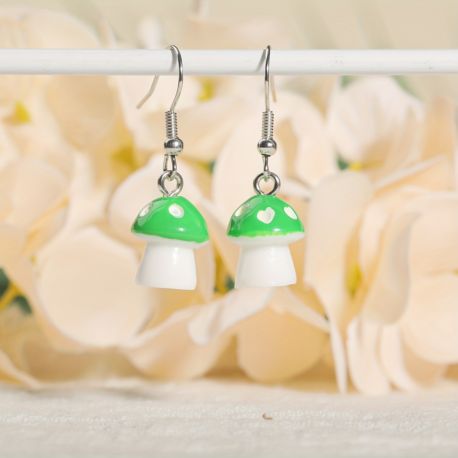 Creative Green Dangle Earrings Bear Milk Tea Mushroom - Temu