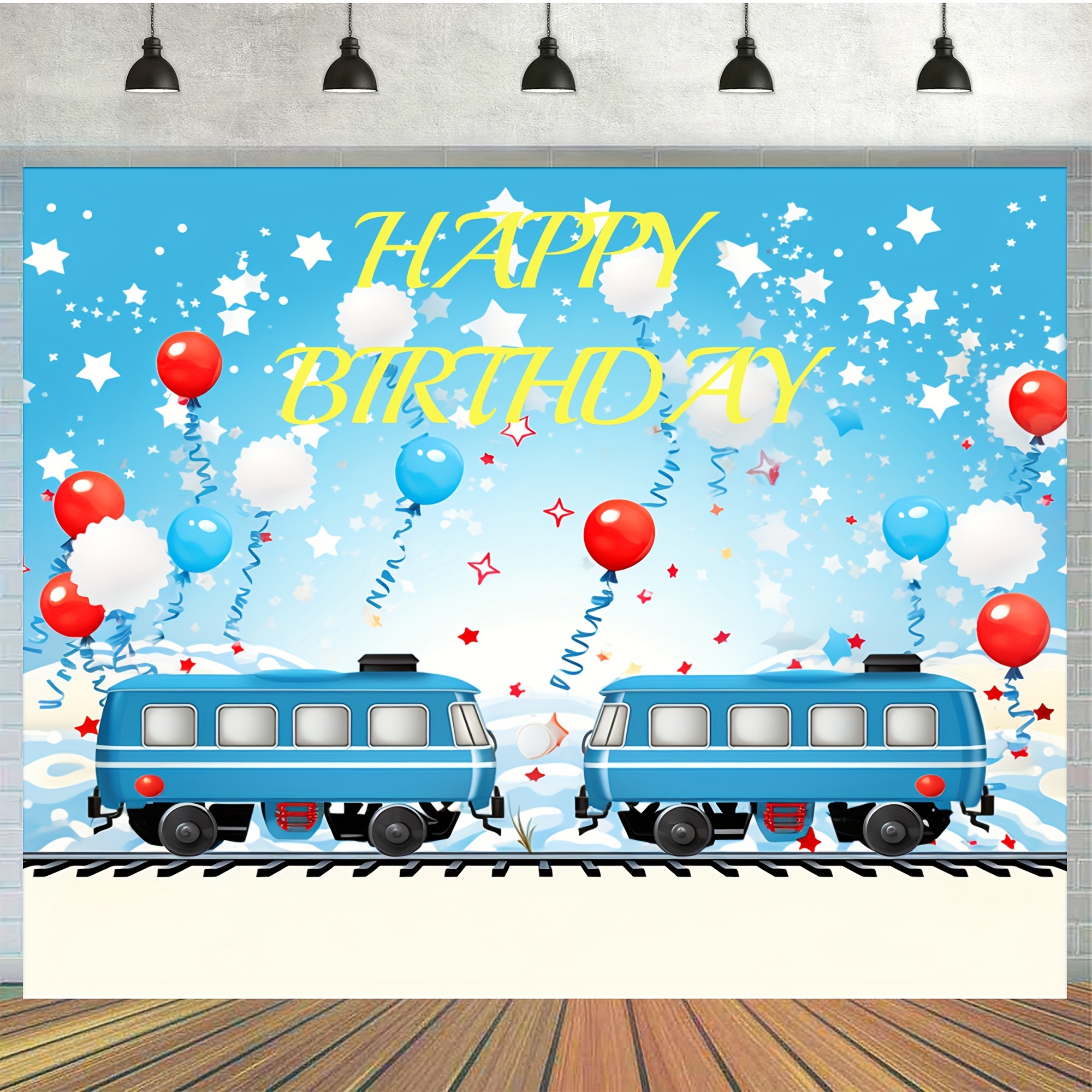 Pancarta de feliz cumpleaños con coches, autobús, tren, avión, guirnalda  para niños temática de transporte, decoraciones para fiestas