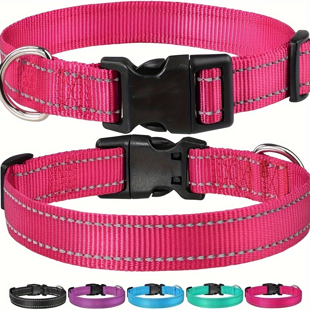 

Collier réfléchissant en nylon pour chien, collier réglable avec boucle , pile, pour chiens