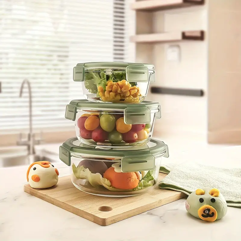 3pcs/15.22oz/21.98oz/32.12oz, Containers, Fruit Storage Containers For  Fridge, Fresh Vegetable Saver Sealed Box, Containers With Drain Plate, For