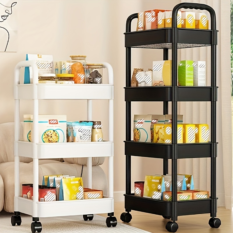 3-tier Cart Shelf, Shelf With Handles, Mobile Snack Cart For Kitchen,  Toilet, Office, Multi-tier Multifunctional Bedroom Bedside Storage Rack -  Temu