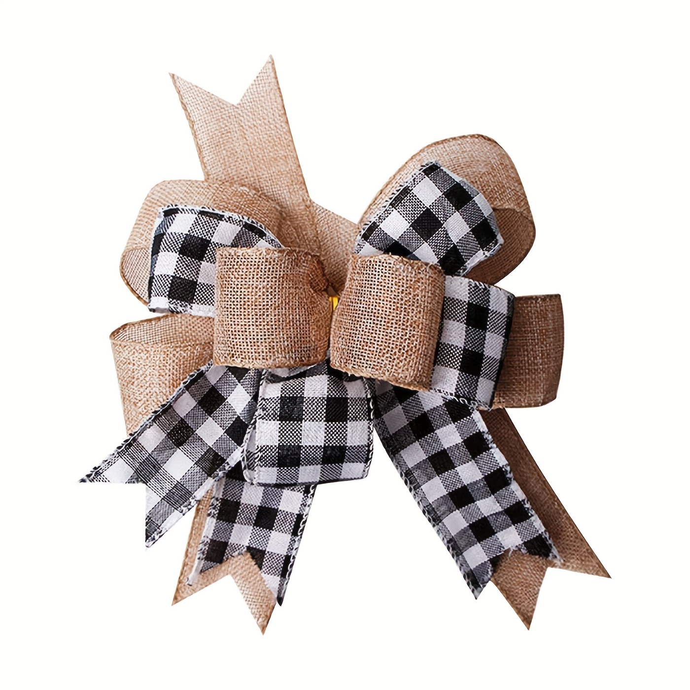 

1pc, Black White Plaid Gift Bows Burlap Wreaths Bows Christmas Tree Topper For Wedding Holiday Birthday Party Decoration, Scene Decor, Room Decor, Home Decor, Holiday Party Decor, Christmas Decor