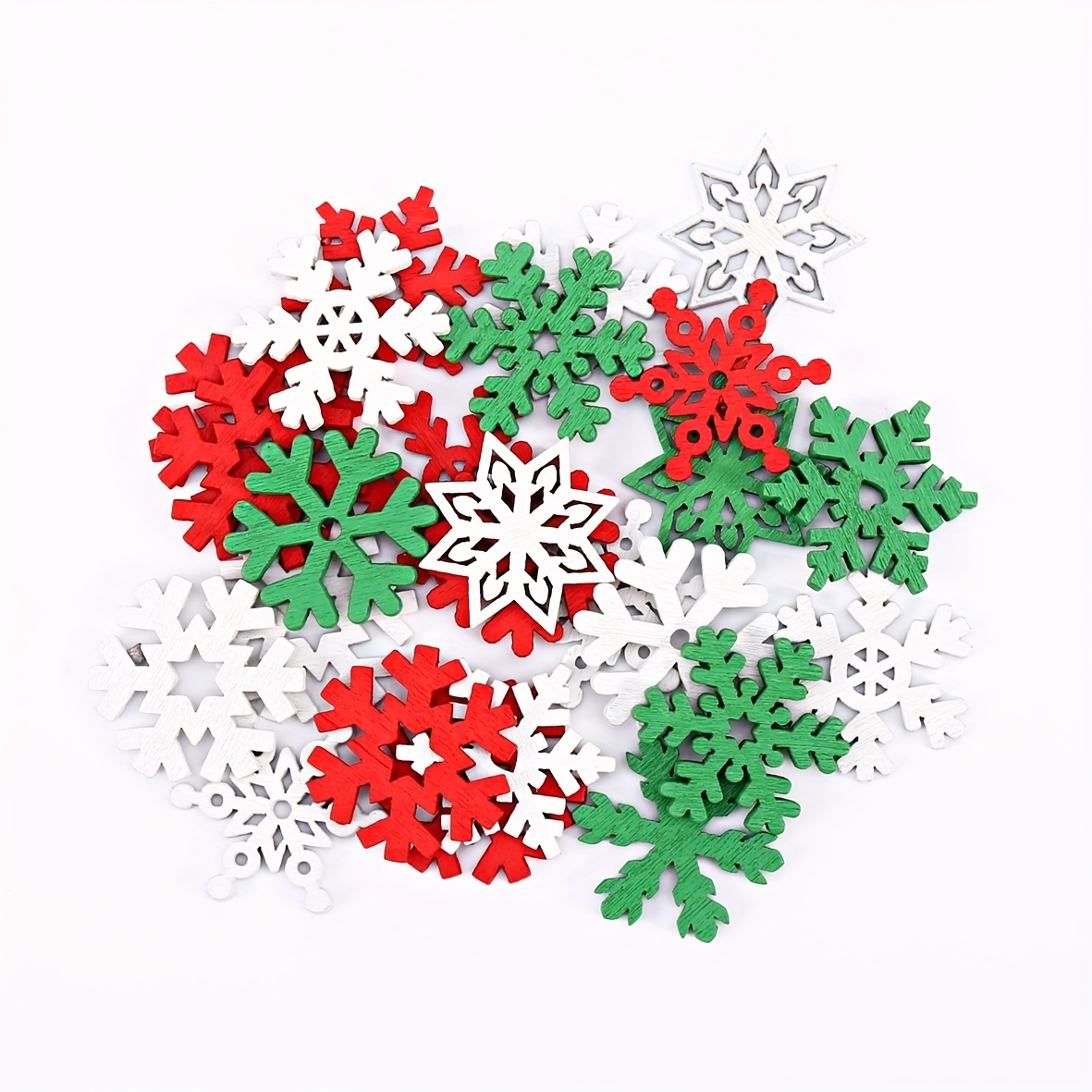 50 Pcs Wooden Snowflake Crafts Snowflakes Supplies Christmas Decorations  Winter 