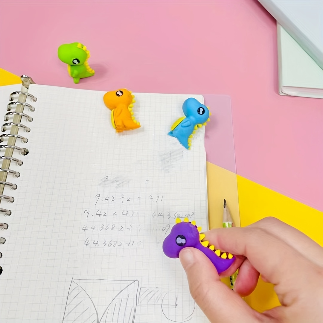 4 Pcs Dinosaur Pencil Eraser Set Kids School Supplies