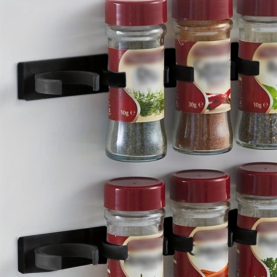 Spice Bottle Clips Rack Kitchen Storage Wall Mount Adhesive Spice
