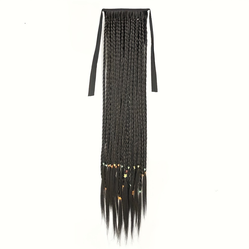 Box Braids Ponytail With Ribbon Tie Extensions Natural Look