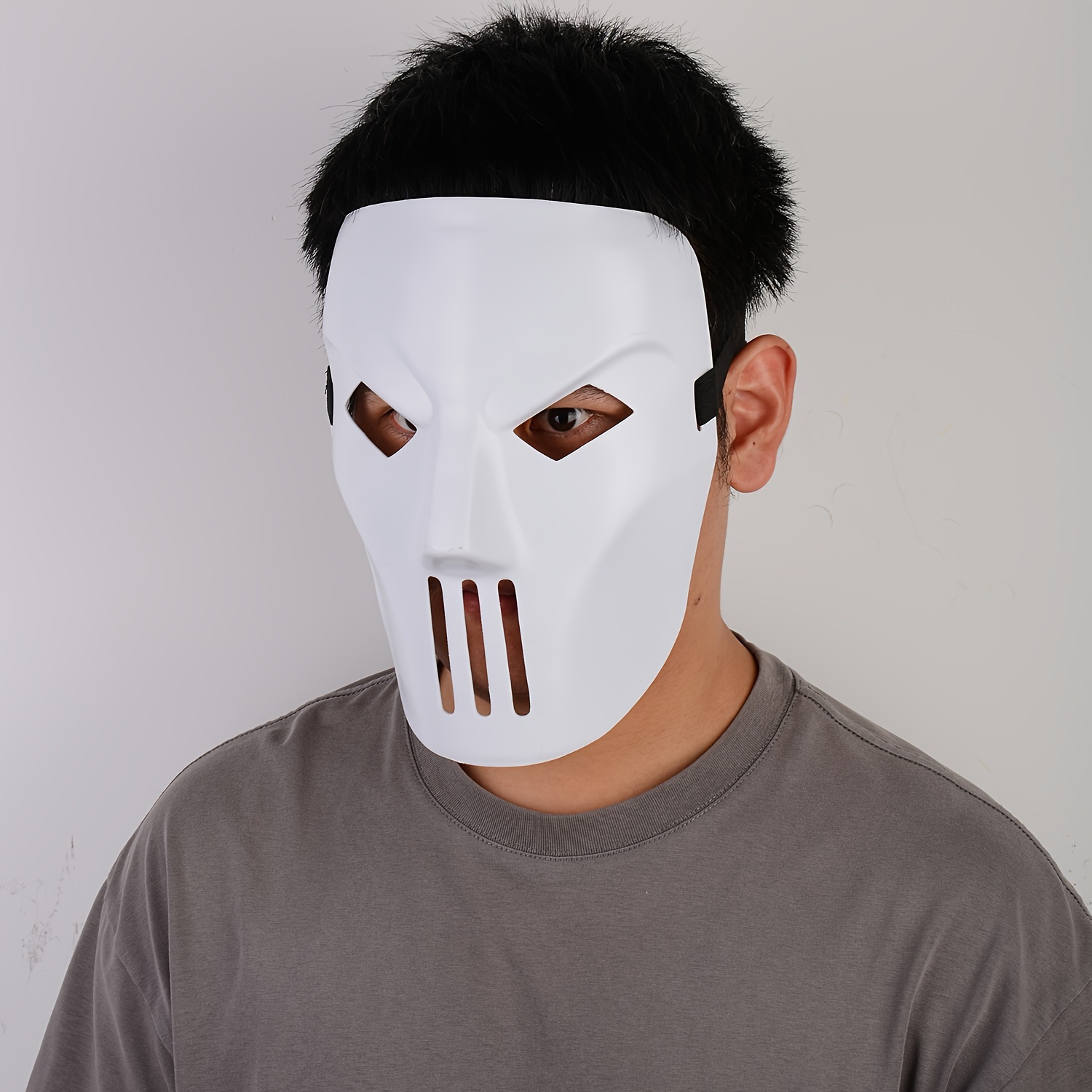 Game Character Pure White Mask, Full Face Mask Dress Up, Halloween Cosplay  Costume Props, Bar Club Rave Party Decors Photography Props, Stage Performa