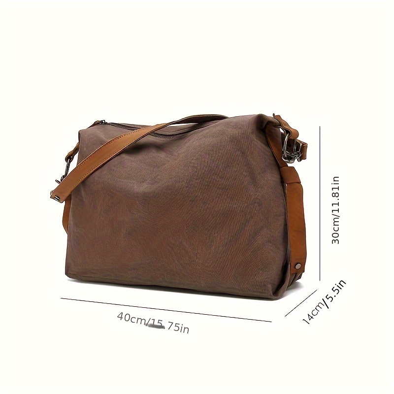 vintage canvas crossbody bag casual genuine leather handbag large capacity crossbody bag for travel work sport