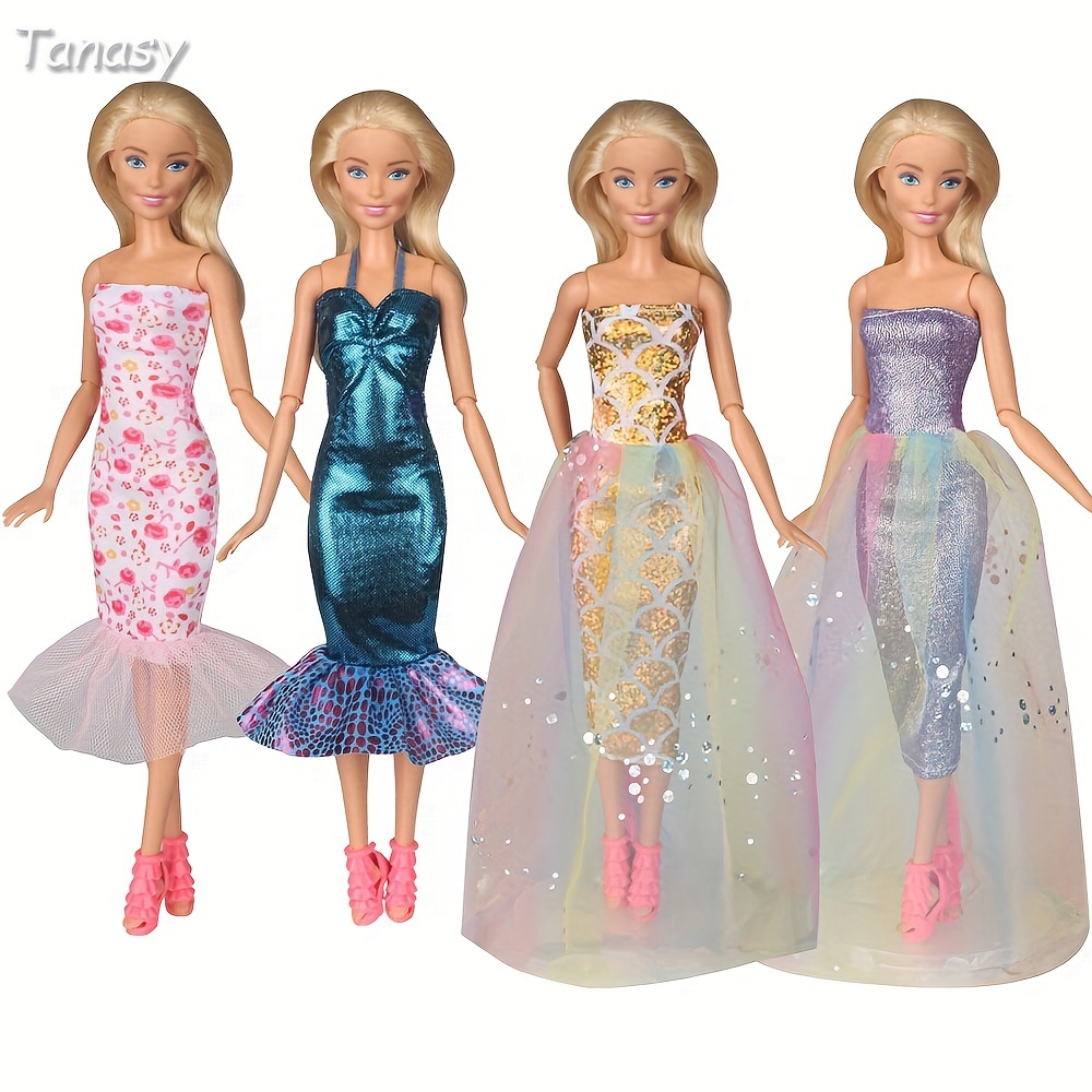 Robe de mariée longue pour Barbie, tenue de princesse, tenue de soirée,  ensemble de vêtements, chaud