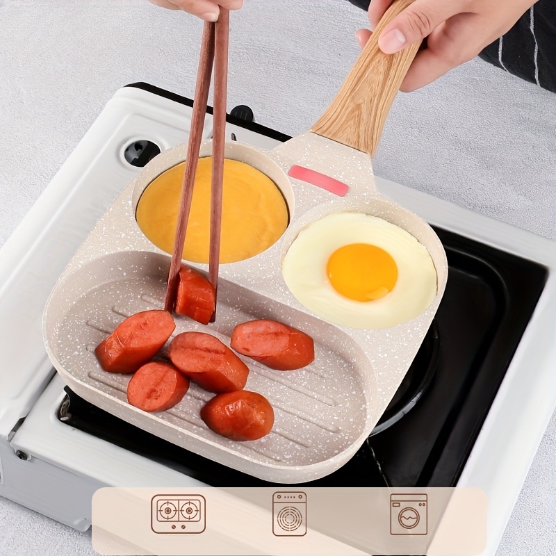 Induction Egg Frying Pan All-in-One 3 Section Pan Omelette Pan