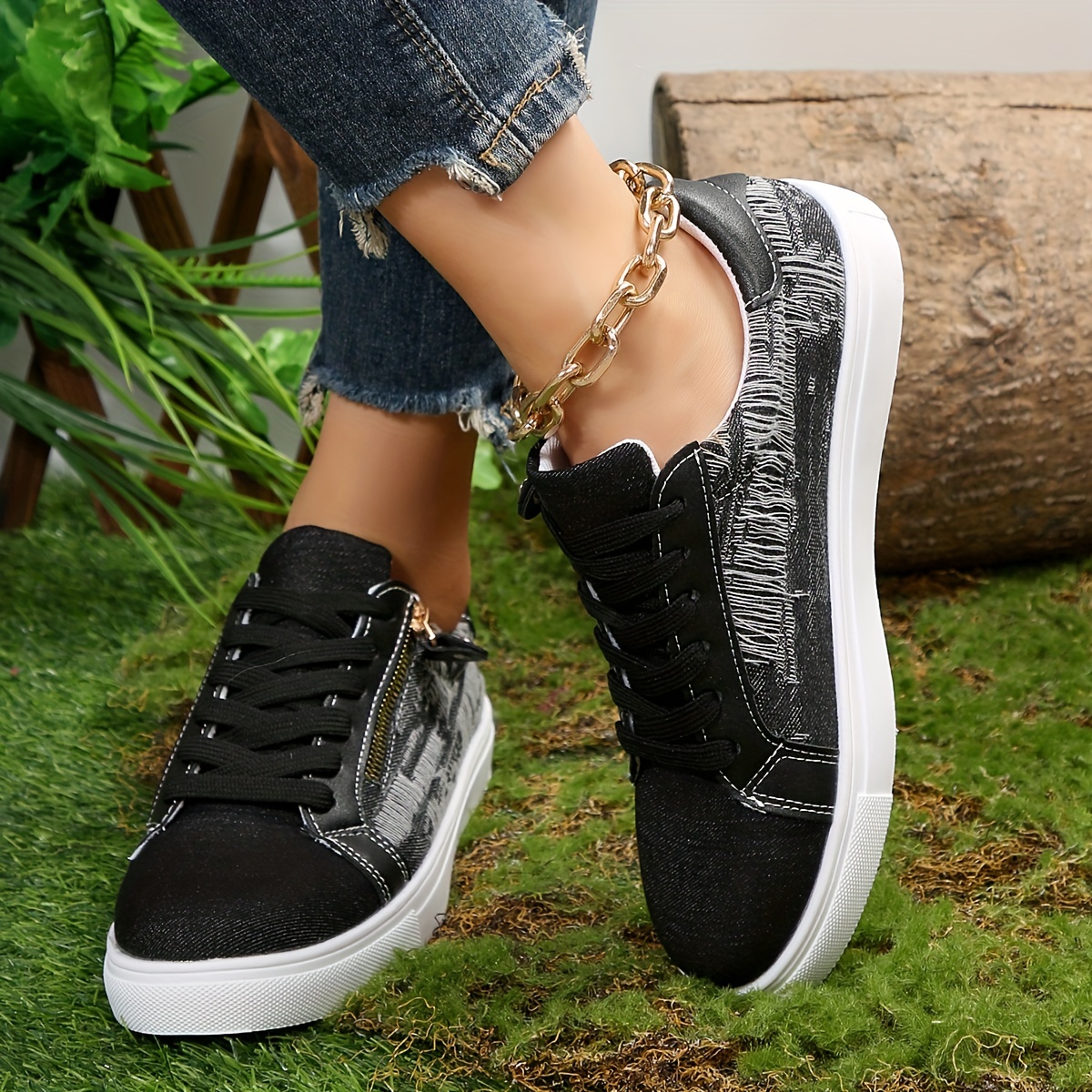 Womens Star Pattern Denim Sneakers Casual Lace Up Outdoor Shoes Comfortable  Low Top Couple Shoes - Women's Shoes - Temu Italy