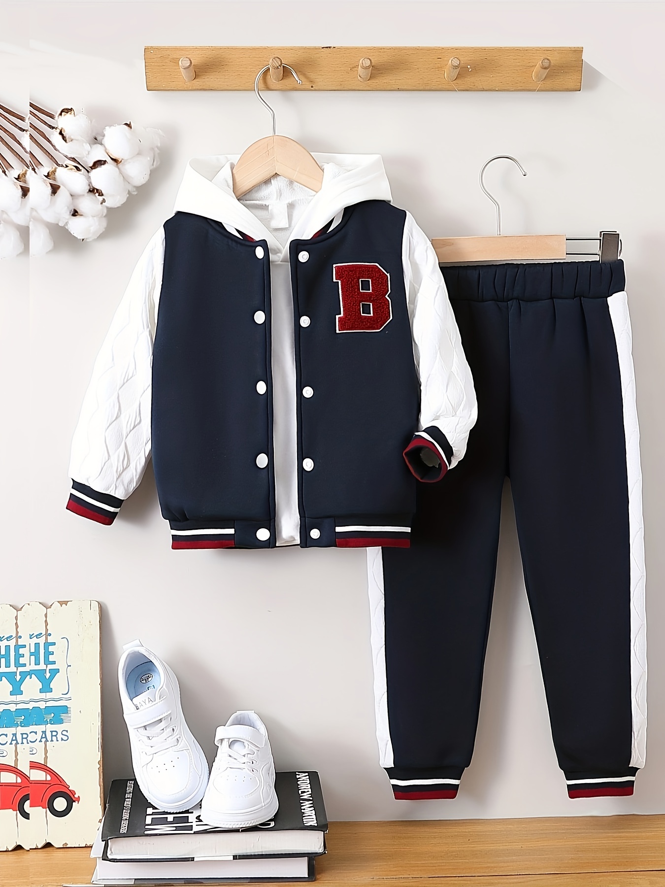 Baby Boys 0-9M PU Sleeve Graphic Patch Varsity Jacket, Blue, Size 9M | Rainbow Shops