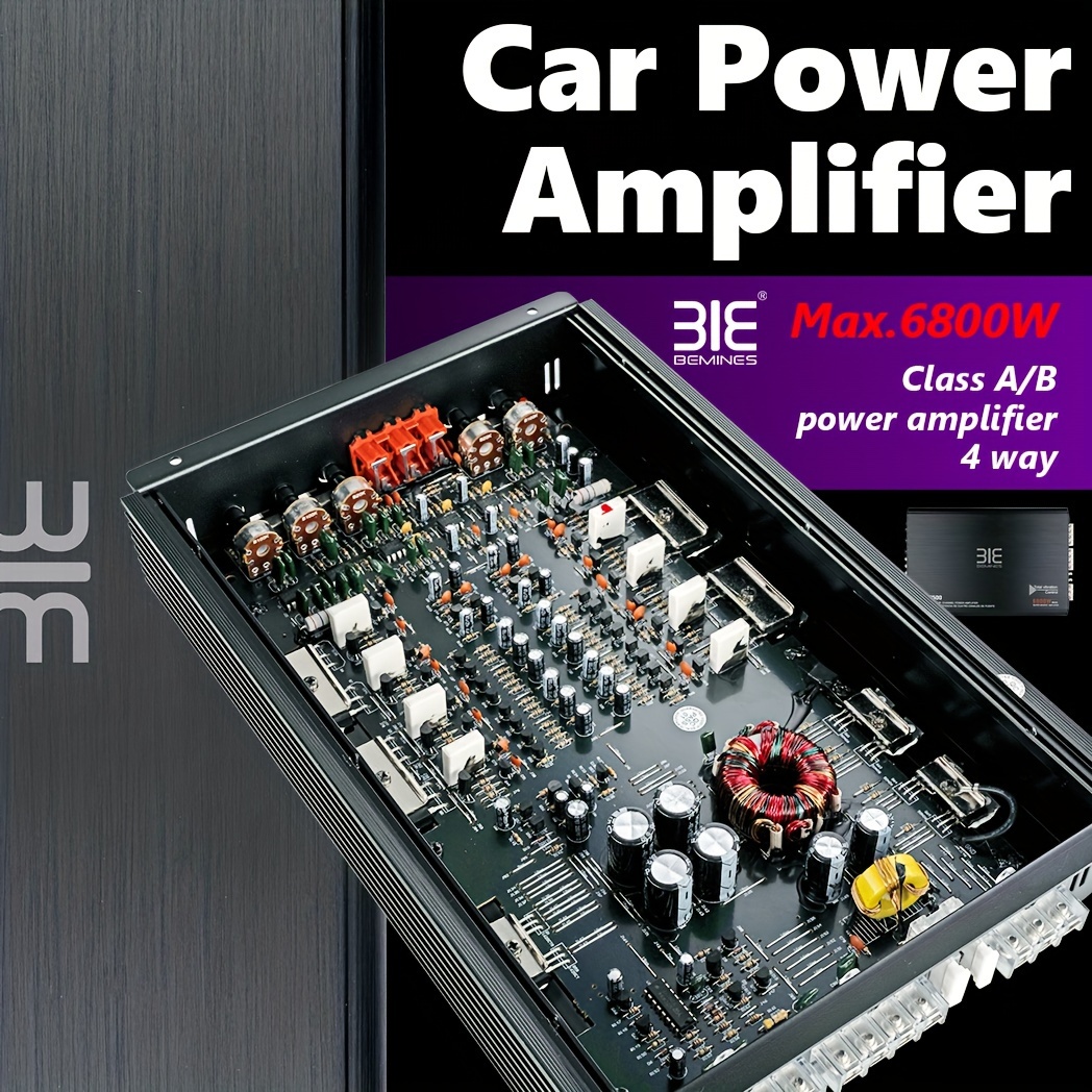 Amplificador de Audio para coche de 6800W, 12V, 4 canales
