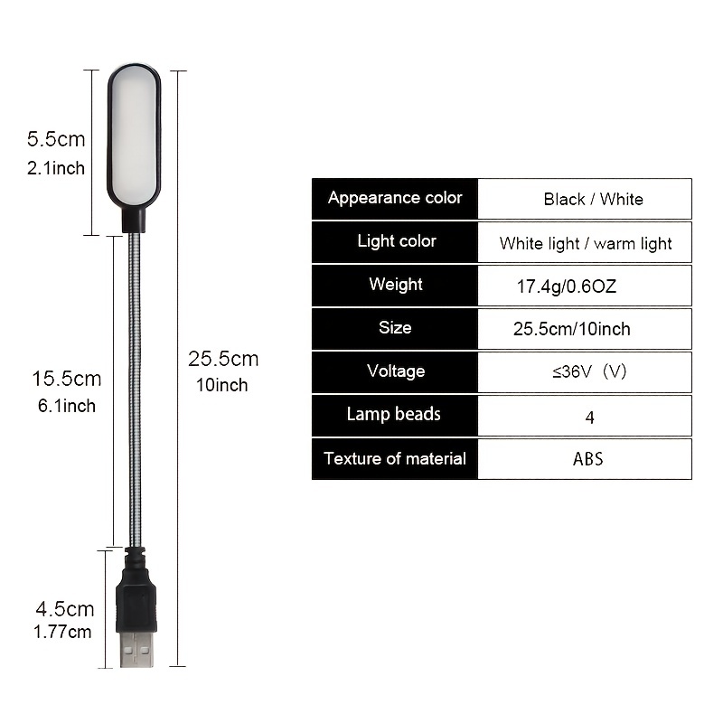 1pc Luce Per La Lettura USB LED, Mini Luce Notturna Portatile Flessibile  USB Per La Protezione Degli Occhi, Lampada Da Scrivania Per Computer  Portatile Desktop - Temu Switzerland