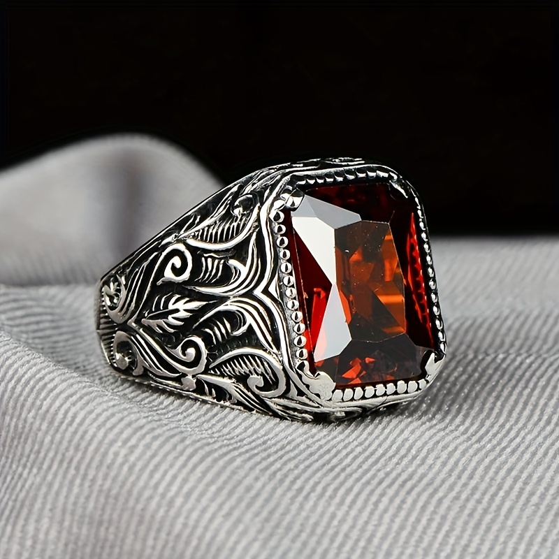 Men's Retro Style Artificial Ruby Diamond Ring