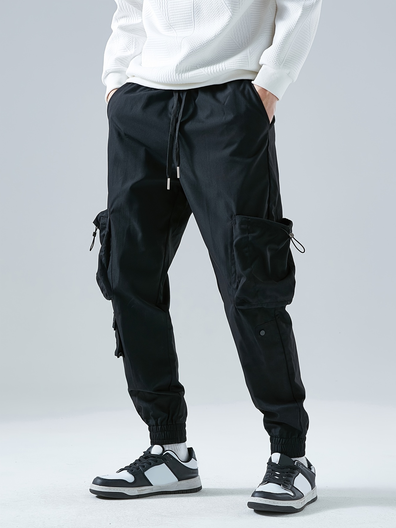 Black Cargo Pants Men Hip Hop Harem Pants Men Baggy Pants Male