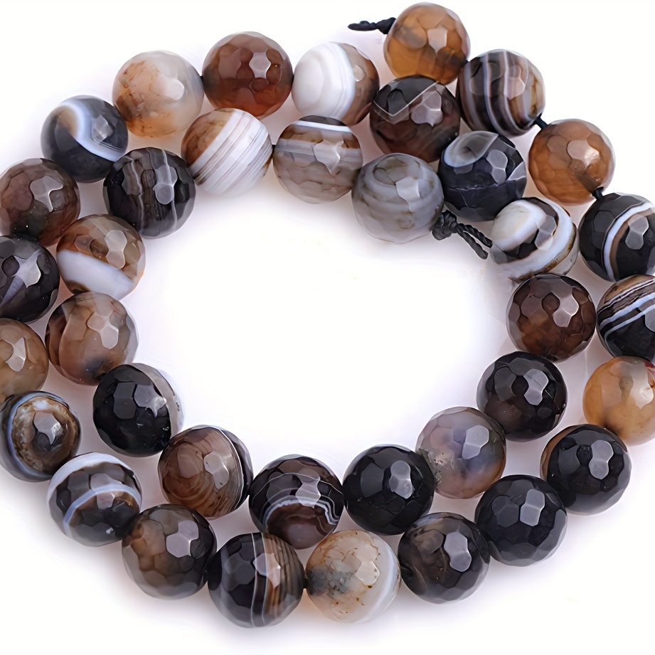 Natural Stone Coffee White Fire Agate Round Beads For - Temu