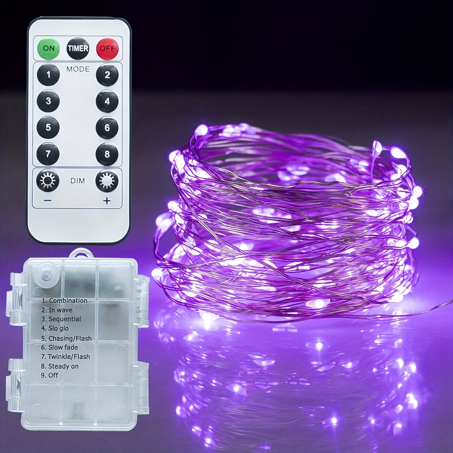 USB Fairy Lights With Remote Control, LED String Lights, Twinkle Lights,  USB Plug With Timer, 8 Twinkle Modes, Pink, Purple, 16ft, 33ft 
