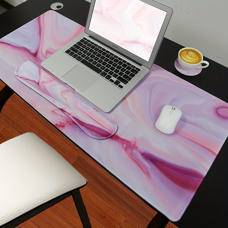  Keyboard Mouse Pad Set, Extended Mouse Pad+Keyboard Wrist Rest  Support, Memory Foam Ergonomic Easy Typing, 3Pcs (35.4×15.7 in) Desk Pad Set  for Home Office Study Game- Pink Gold : Office Products