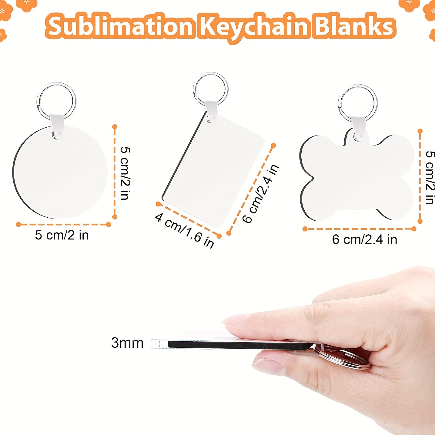120pcs Sublimation Keychain Blanks Bulk Sublimation Keychain 