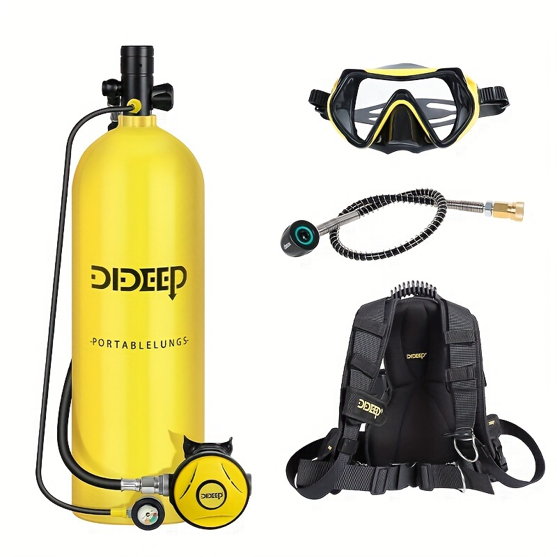  Scuba Tank 1L Diving Equipment Underwater Breath System  Cylinder Oxygen 15-20 Minutes Portable Lungs Air Buddy with Dive Goggles  (Black) : Sports & Outdoors