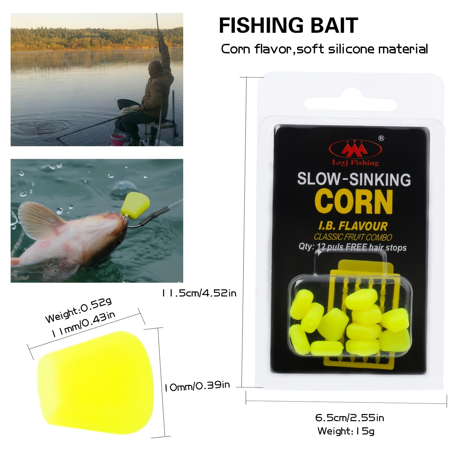 30Pcs Artificial Corn Shape Baits with Scent for Outdoor Fishing