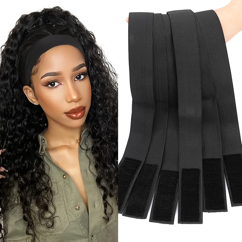 Moosup Elastic Band for Wigs Edges Bands with Velco Ends, Adjustable Elastic Band for Wigs, Elastic Headband Edge Laying Band for Baby Hair Closure Frontal