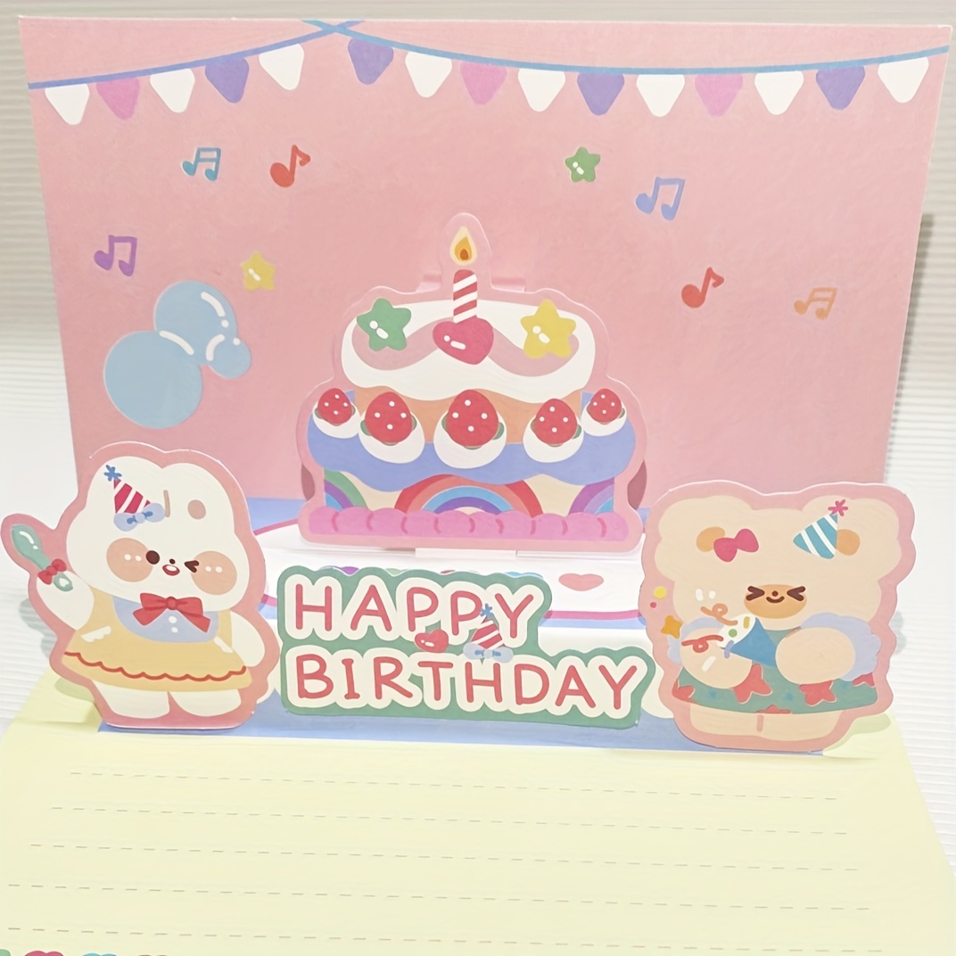 3d Pop-up Cute Hand-painted Birthday Greeting Cards For Best Friends ...