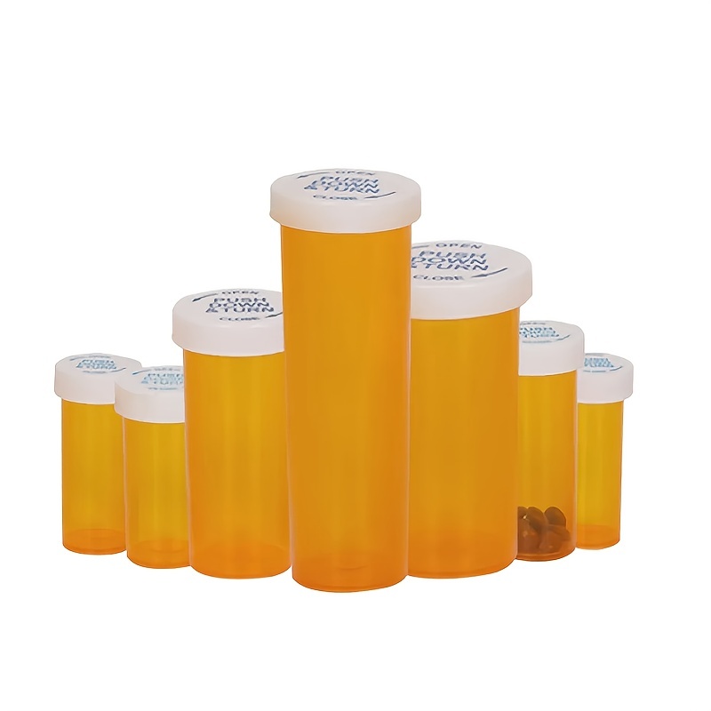 Pill Bottles with Child Resistant Cap, Prescription Vials - Push Down and  Turn - Empty Medicine Plastic Containers Safety Cover for Personal