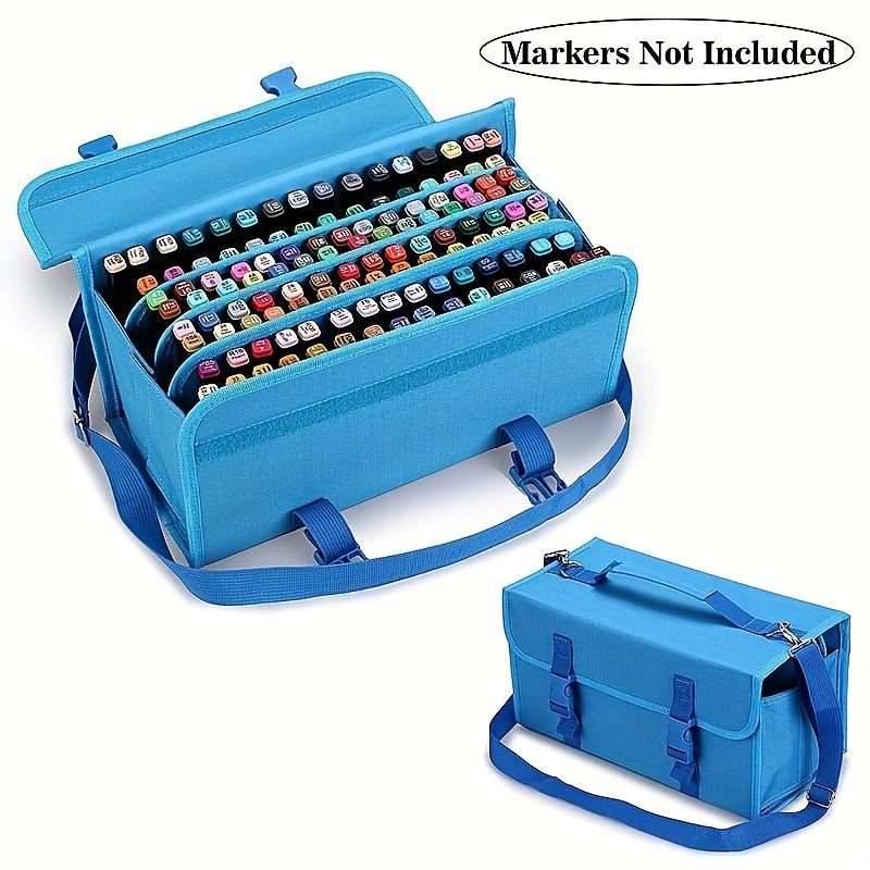 80 Slots Large Capacity Folding Marker Pen Case Art Markers Pen Storage  Carrying Bag Durable Sketch Tools Organizer Black