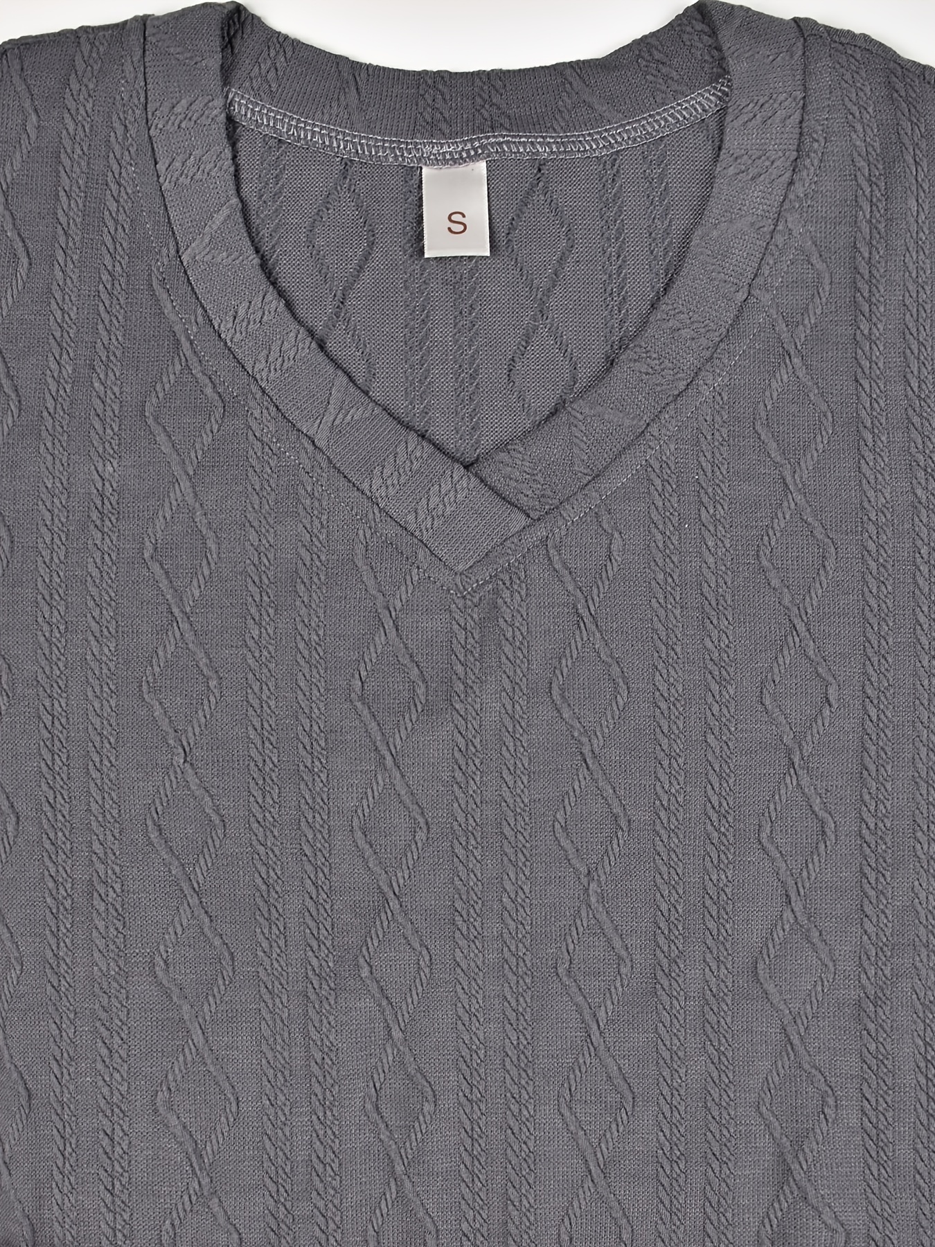 Argyle Textured Lounge Dress V Neck Side Split Women's Loungewear