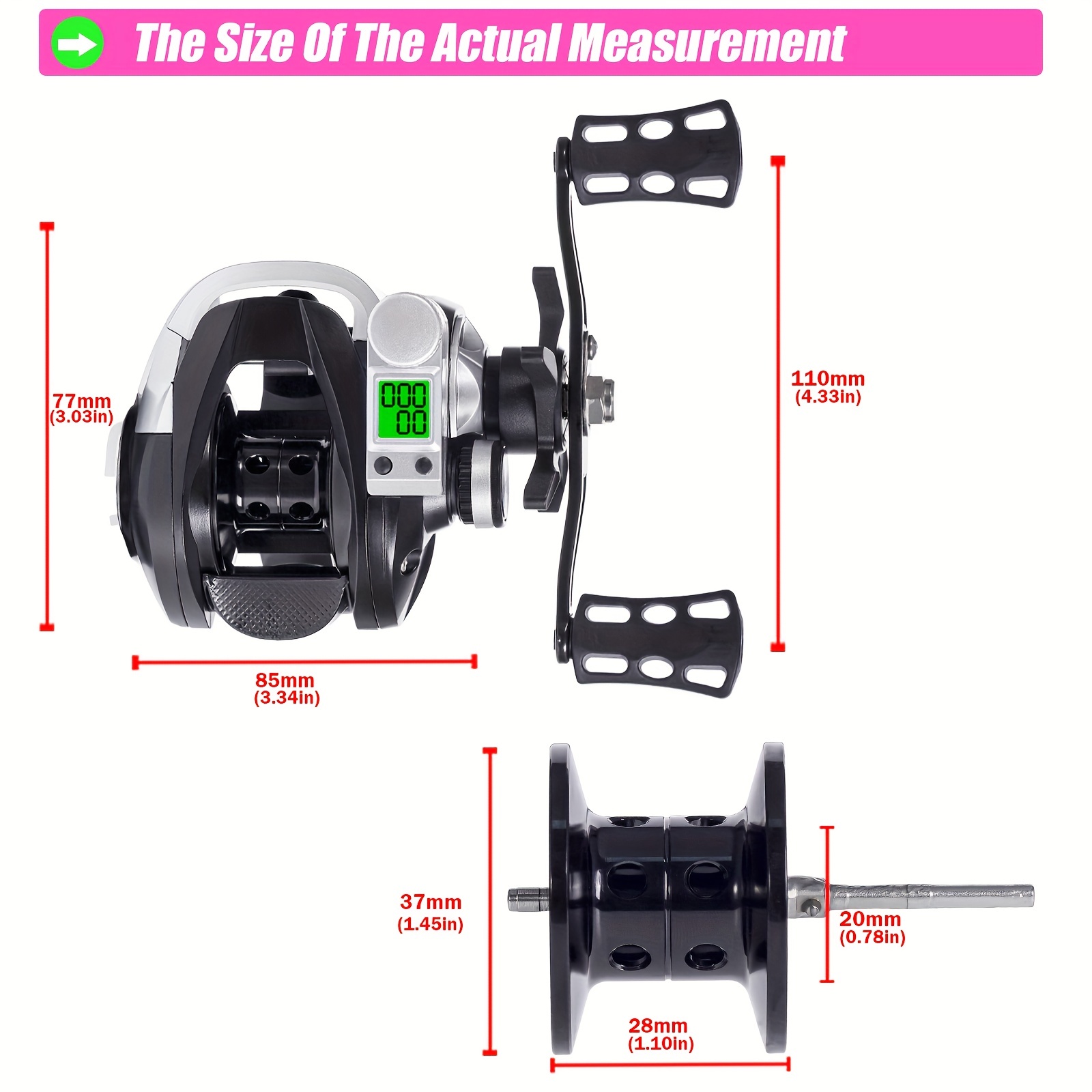 1pc Led Screen Electronic Fishing Reel, 7.2:1 Gear Ratio Aluminum  Baitcasting For Saltwater, Fishing Tackle