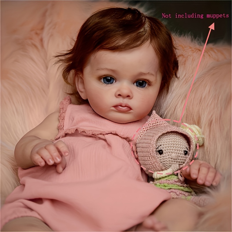 22 Inch Full Body Silicone Reborn Baby Dolls Newborn Realistic Handmade  Reborn Dolls with Black Skin & Pink Clothes Children Gift Accompany for