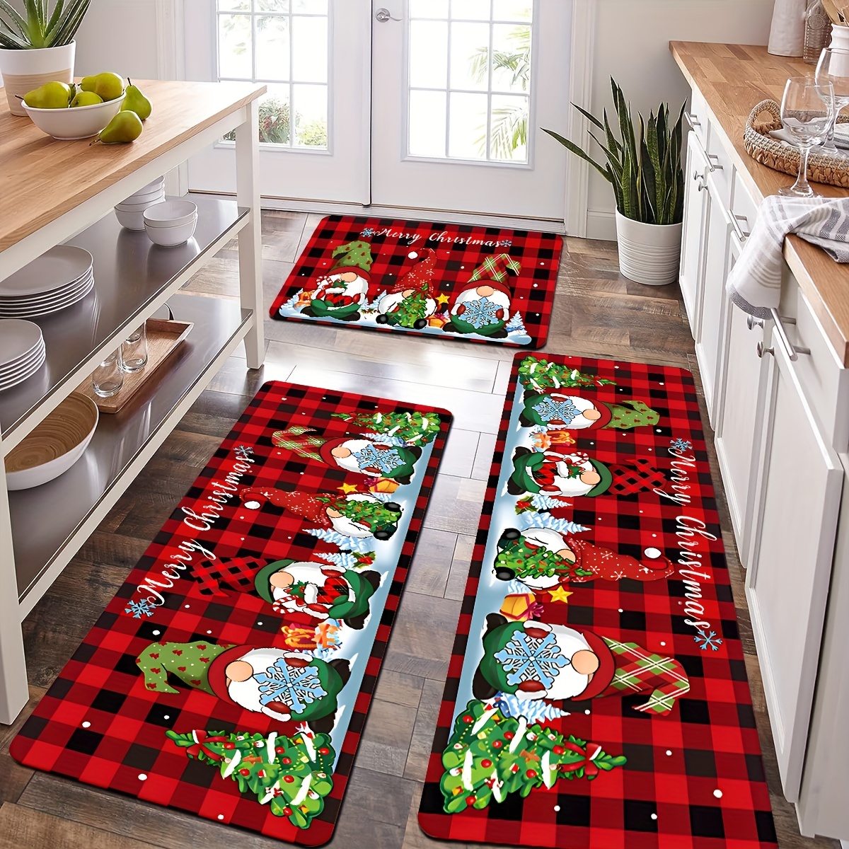 Plaid Christmas Gnome Pattern Floor Mat, Soft Anti-fouling Anti-slip Waterproof  Mat, Suitable For Living Room Kitchen Bedroom Laundry Room, Machine  Washable, Room Decor, Home Decor - Temu