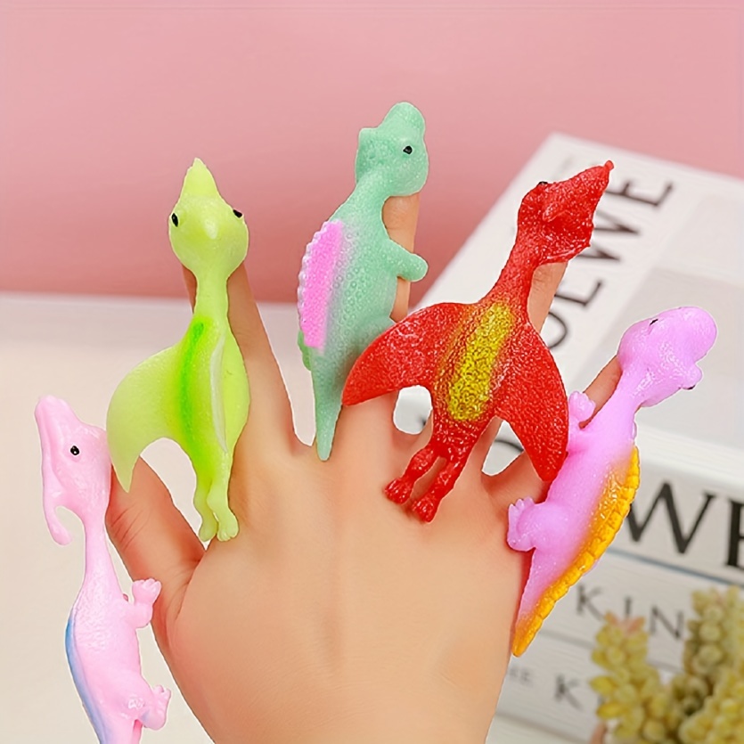 6pcs Dinosaur Finger Ejection Relief Toy Dinosaur Slingshot Toys