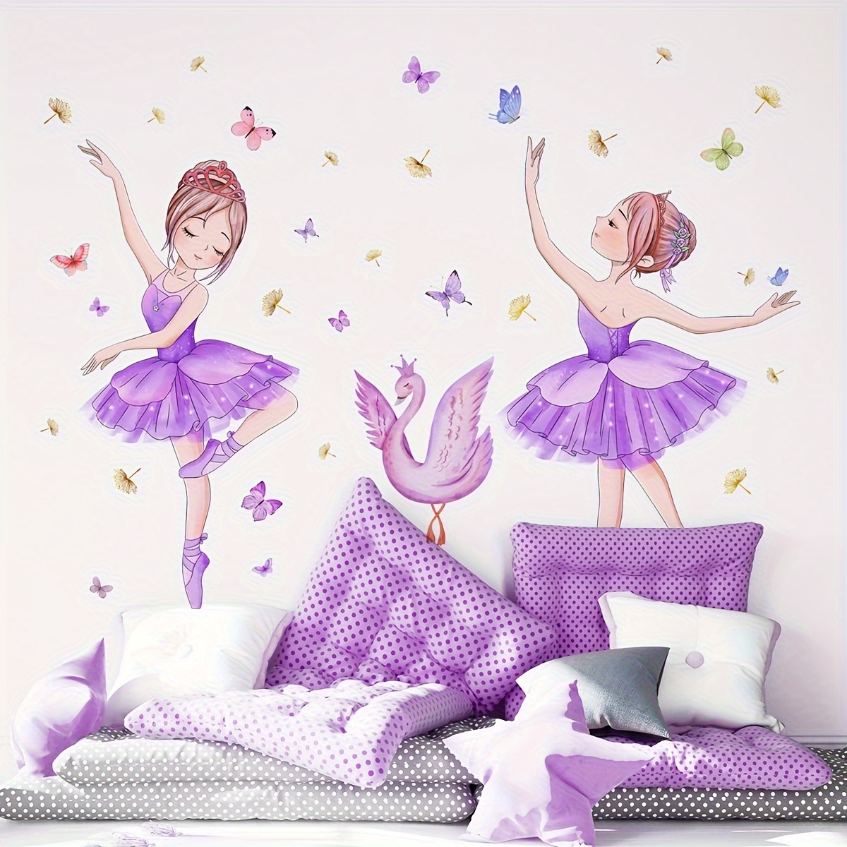 

1pc Creative Wall Sticker, Ballet Girl Swan Butterfly Pattern Self-adhesive Wall Stickers, Bedroom Entryway Living Room Porch Home Decoration Wall Stickers, Removable Stickers, Wall Decor Decals