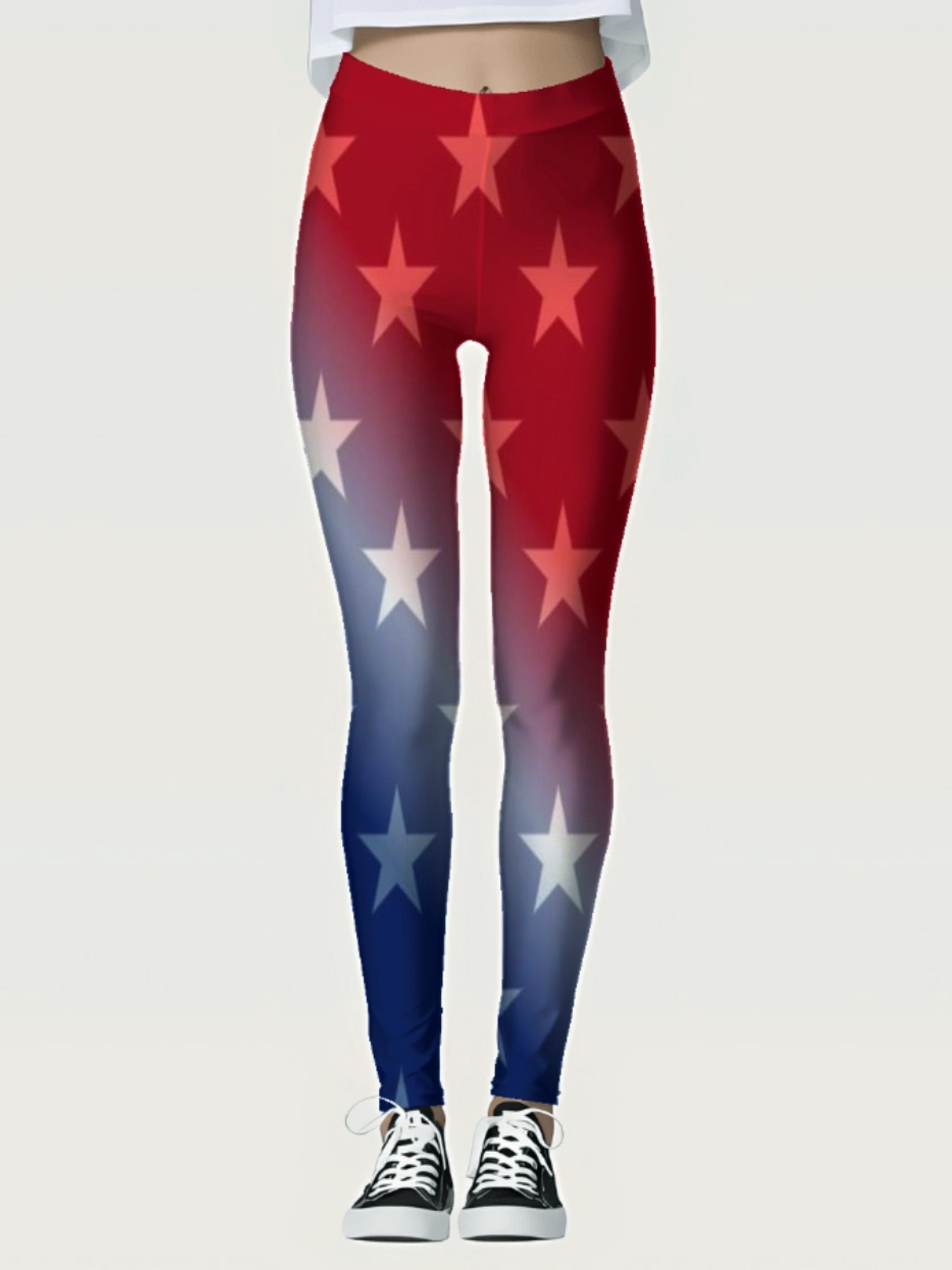 Flag Star Print Skinny Leggings, Casual Every Day Stretchy Leggings,  Women's Clothing