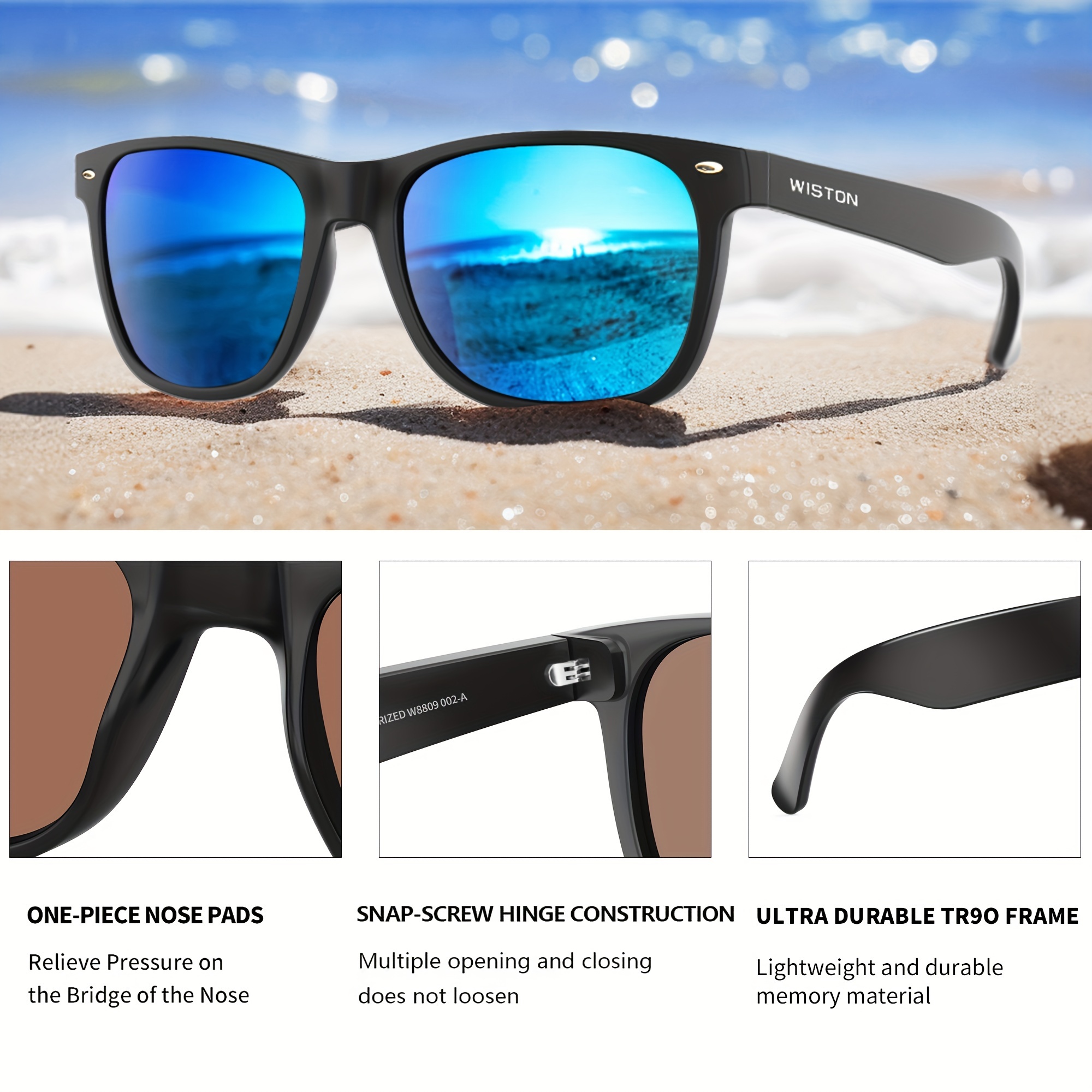 WISTON Polarized Sunglasses For Men Women, Driving Fishing Running W8809