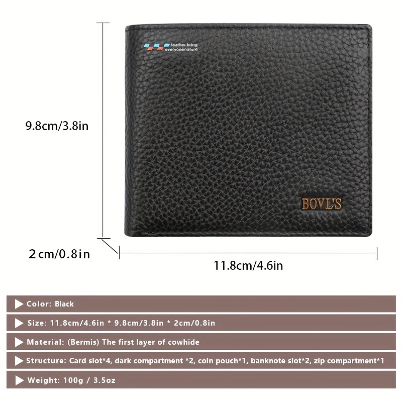 Mens Rfid Genuine Leather Short Wallet Money Clip Vintage Multi Card Card  Holder Purse Horizontal Wallet Coin Pocket Gift Men, Save Clearance Deals