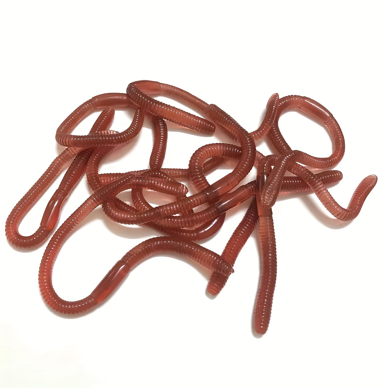 20 pcs Fake Earthworm Faux Lifelike Plastic Soft Stretchy Rubber Earthworms  Trick Toy Fishing Lures Baits for Halloween April Fool's Day Party