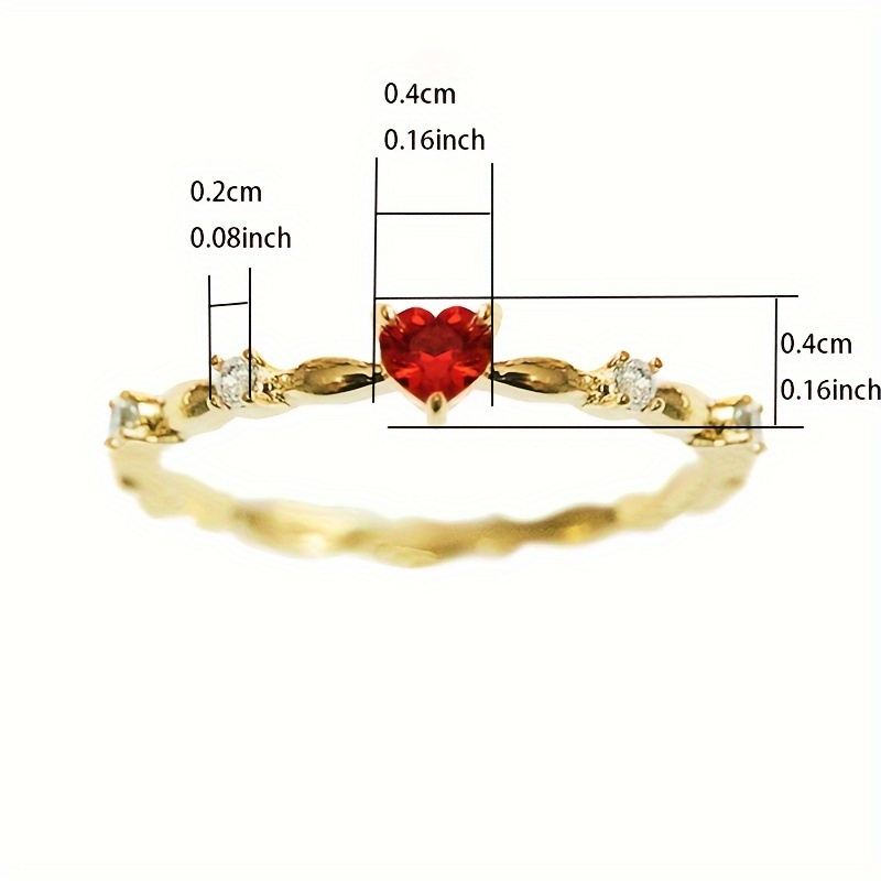 Exquisite Golden Heart Rhinestone Thin Ring for Women Bridal Romantic Proposal Engagement Ring Jewerly