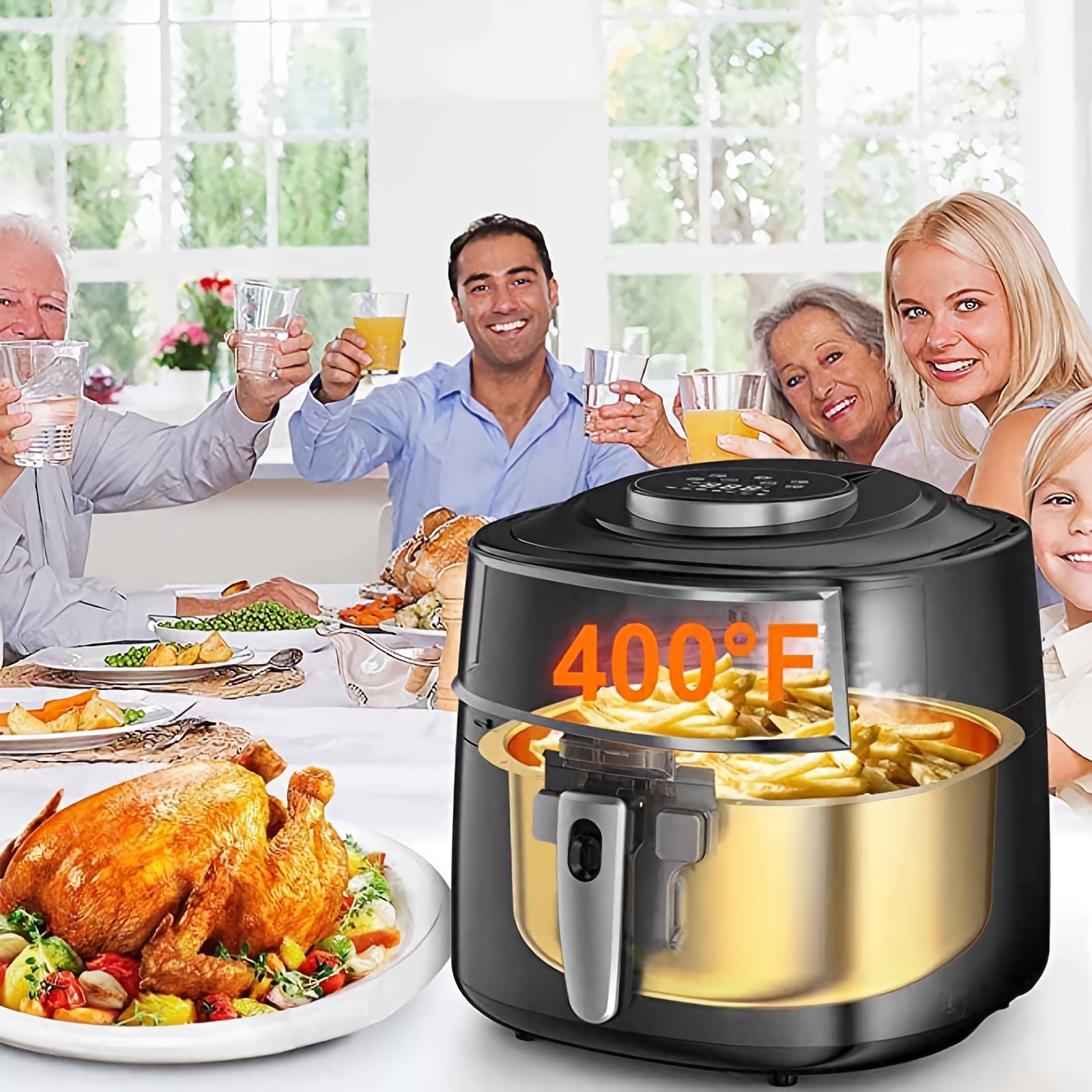 5qt 5.5qt Digital Air Fryer Transparent Cooking Window Fryer Air