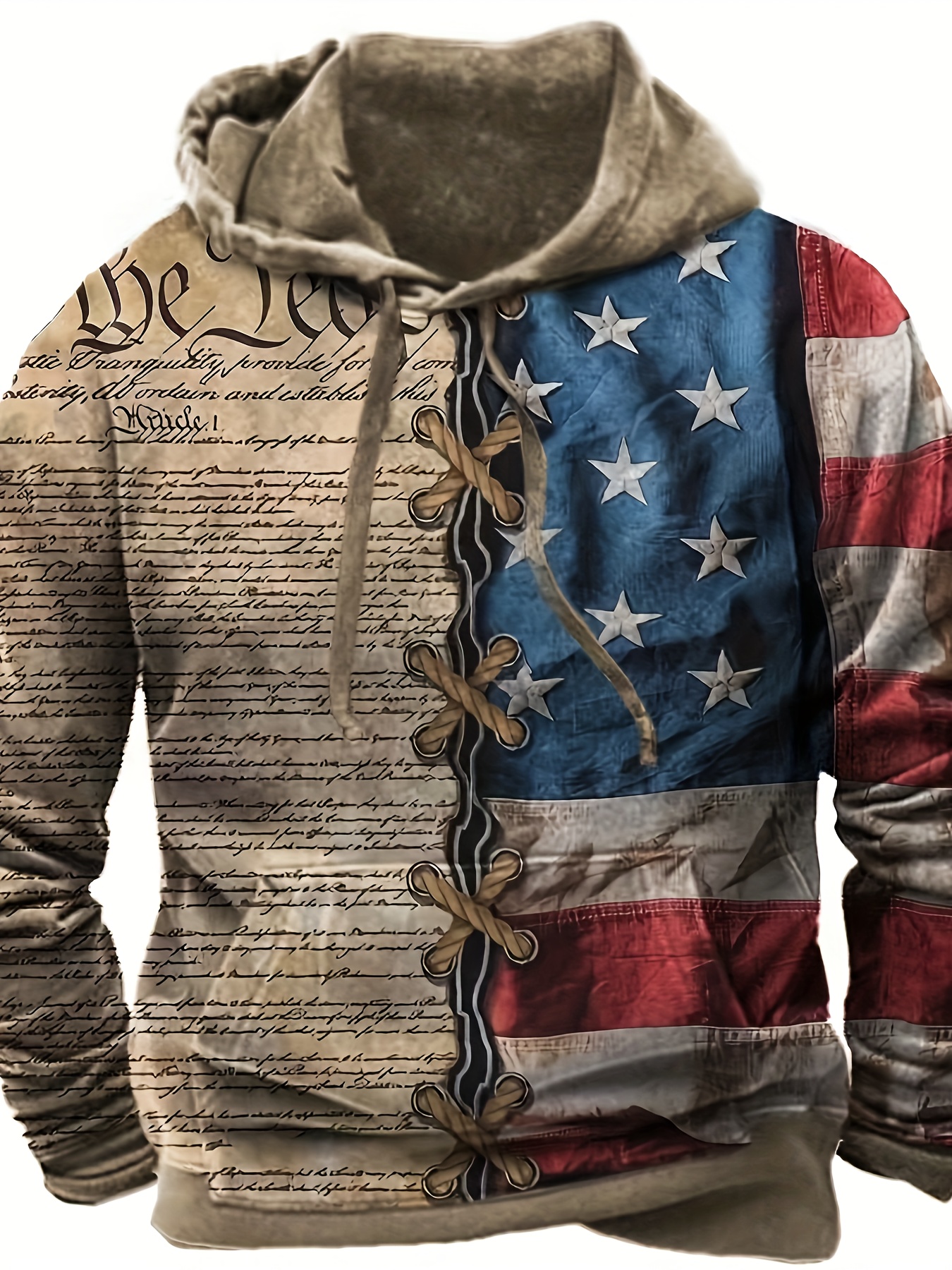 Men's Tracksuit With Us Flag Print Hooded Sweatshirt - Temu