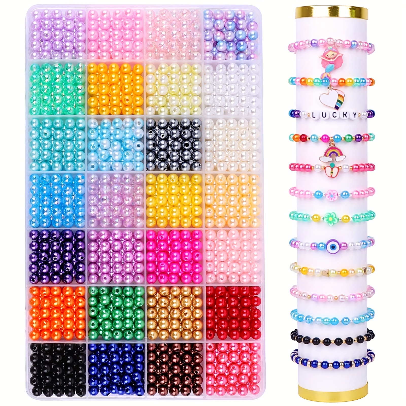Pearl Beads For Jewelry Making 48 Colorful Round Pearl Beads - Temu