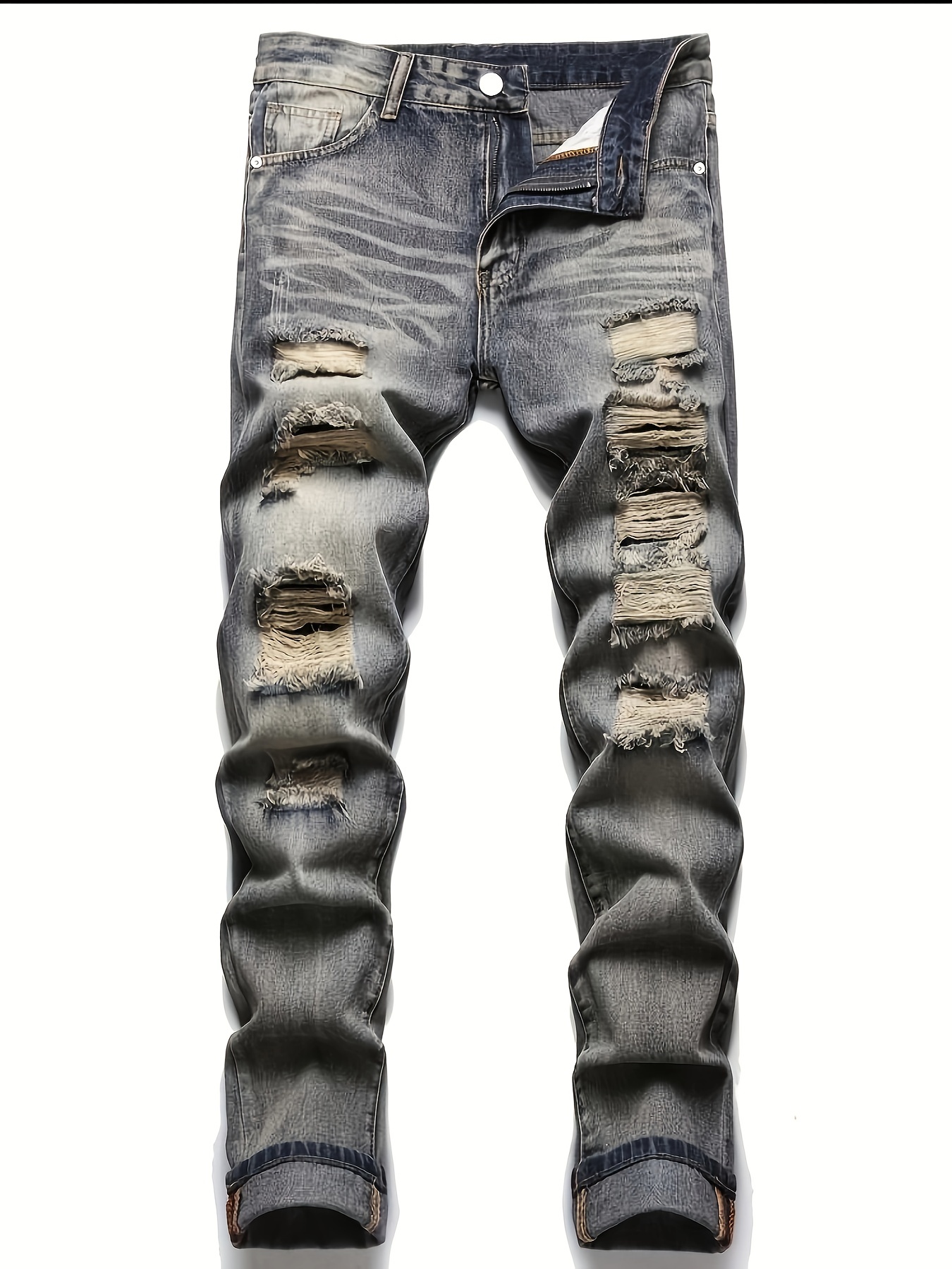 Men's Loose Fit Baggy Jeans Casual Street Style Comfy Denim - Temu Canada